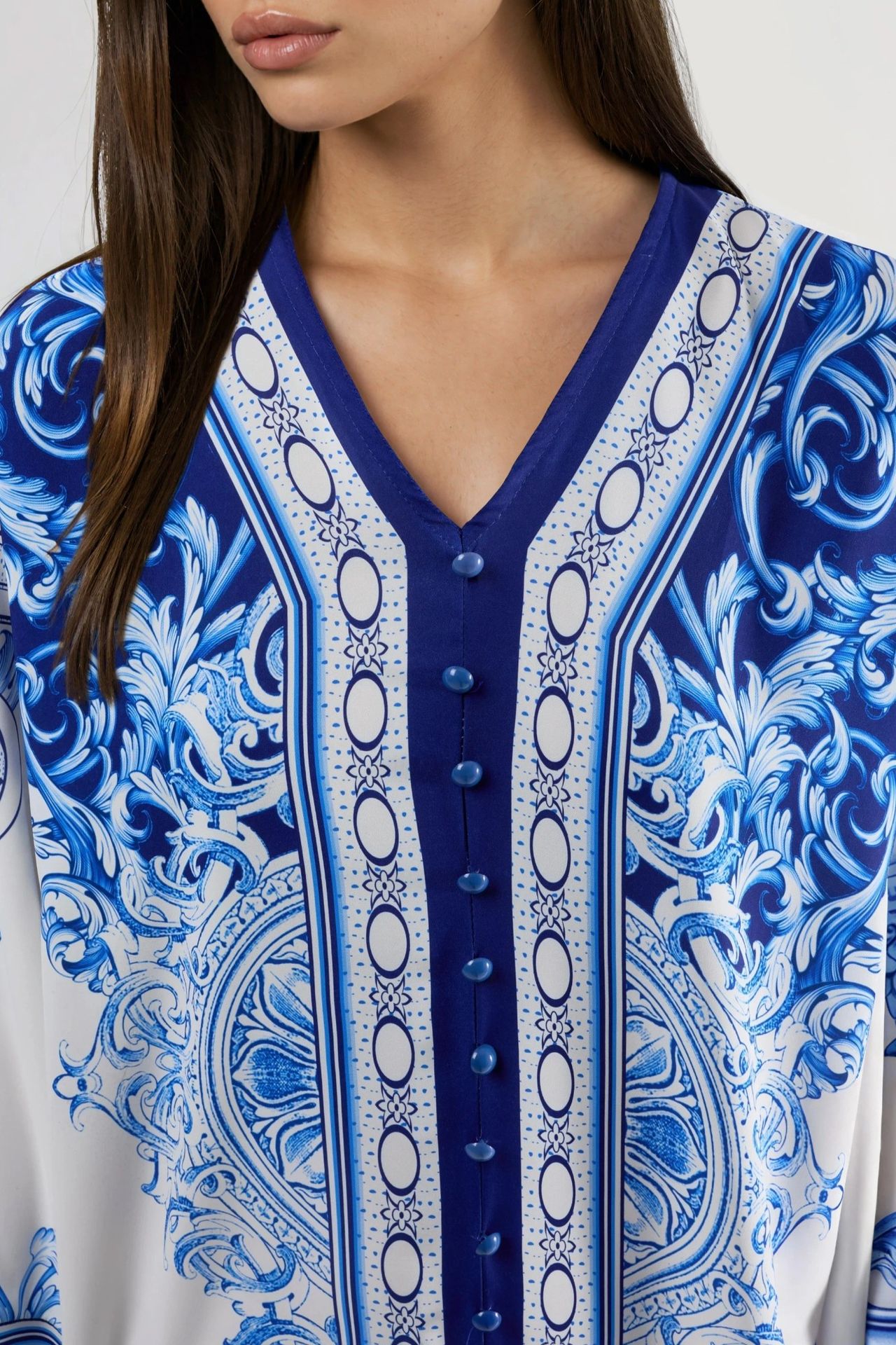 MSN Printed V-Neck Button-Front Maxi Dress 5