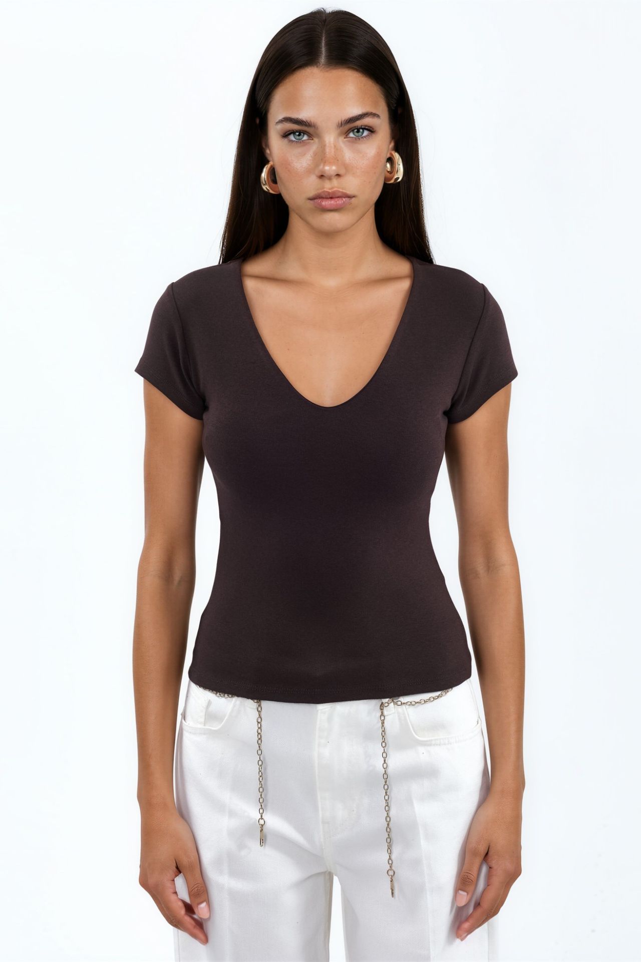 BUSEM V-Neck Modal Cotton Blend Blouse 5