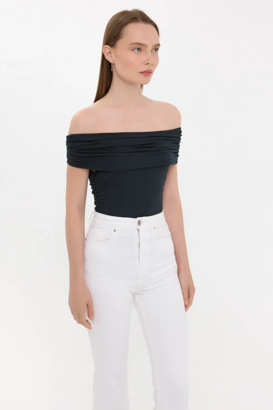 Off-Shoulder Ruched Bodycon Top