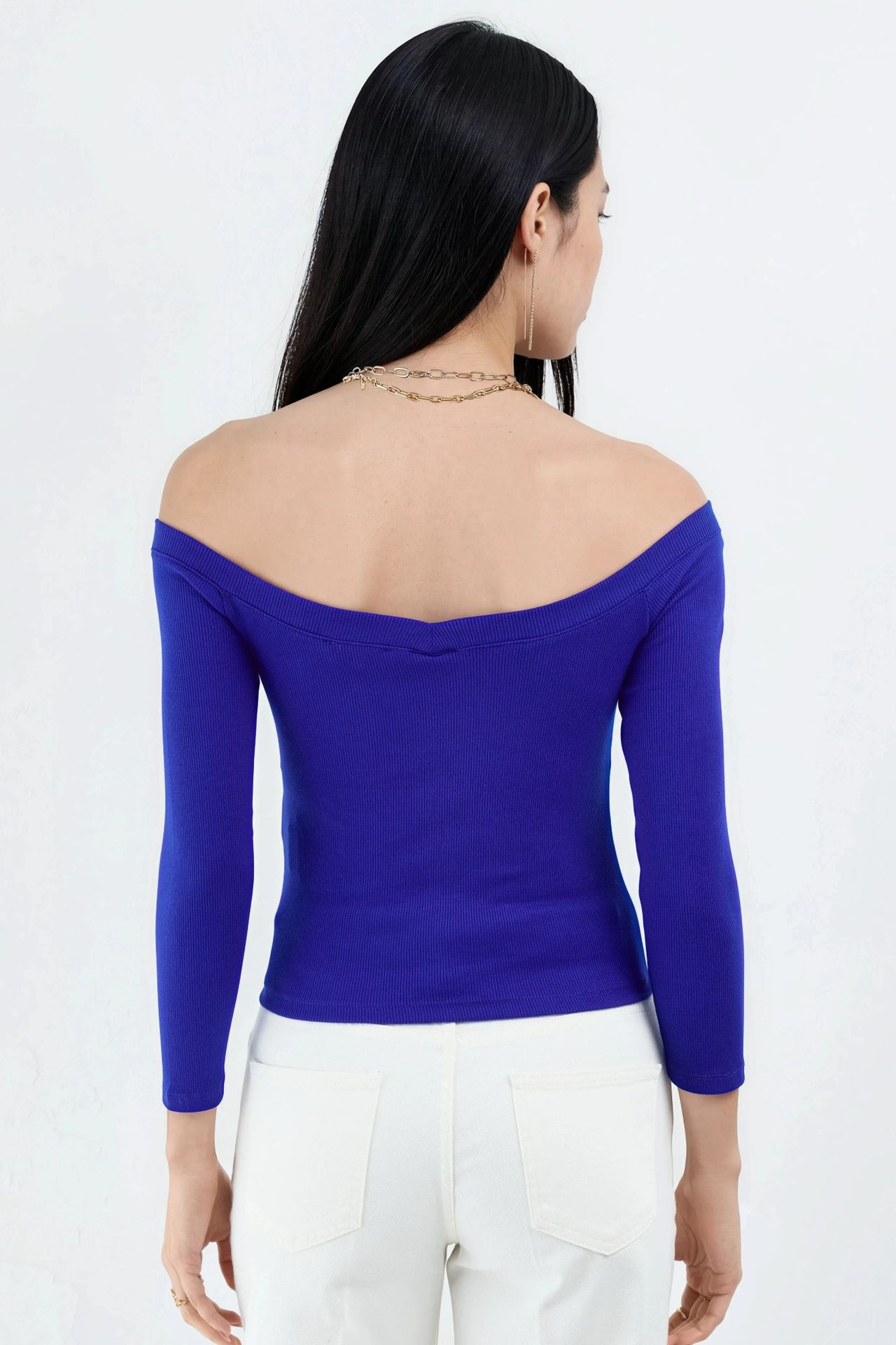 BUSEM Slim Fit Ribbed Crop Blouse 3