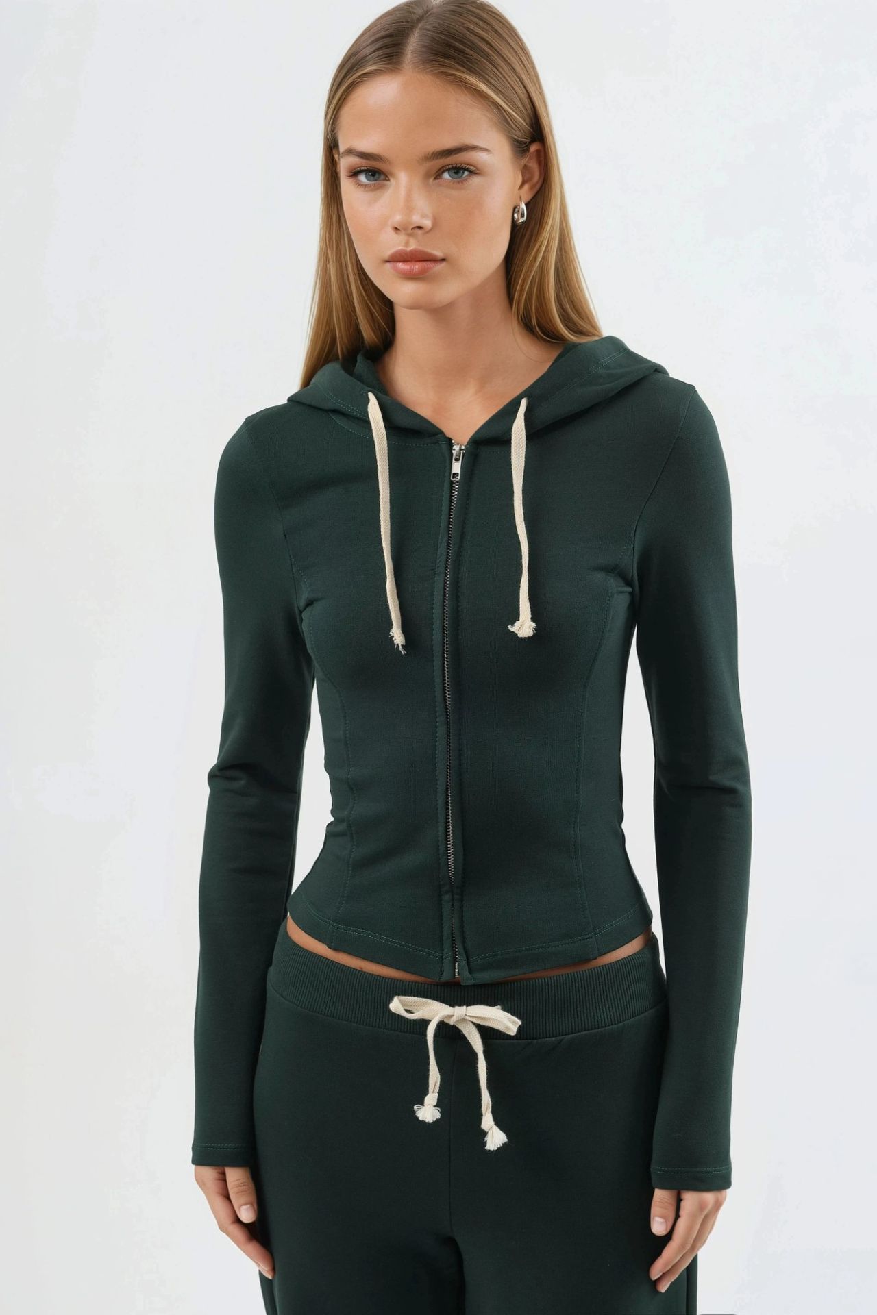 BUSEM Hooded Fitted Cotton Jacket with Zipper Closure 8