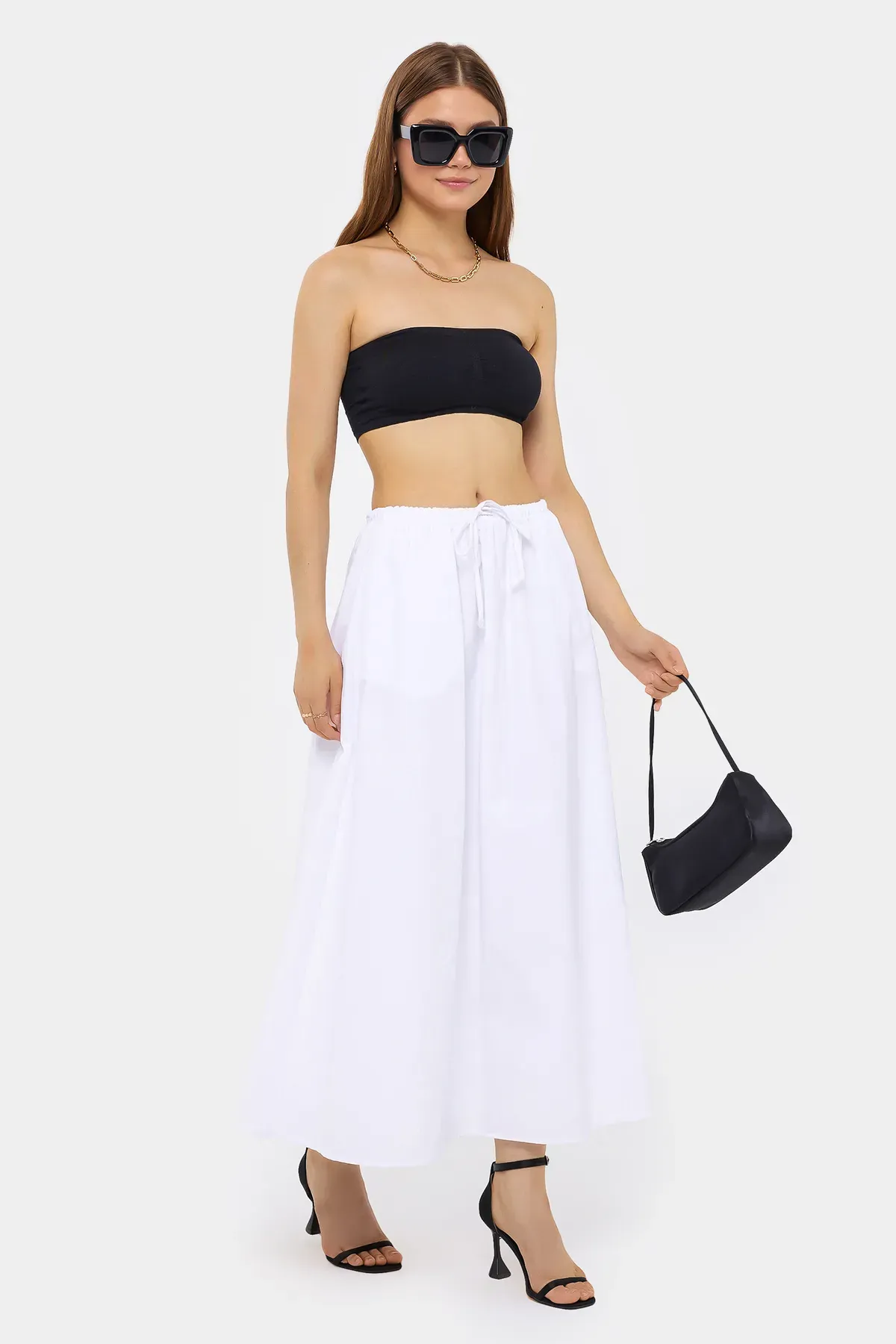 Mid-Rise Maxi Skirt with Drawstring 2