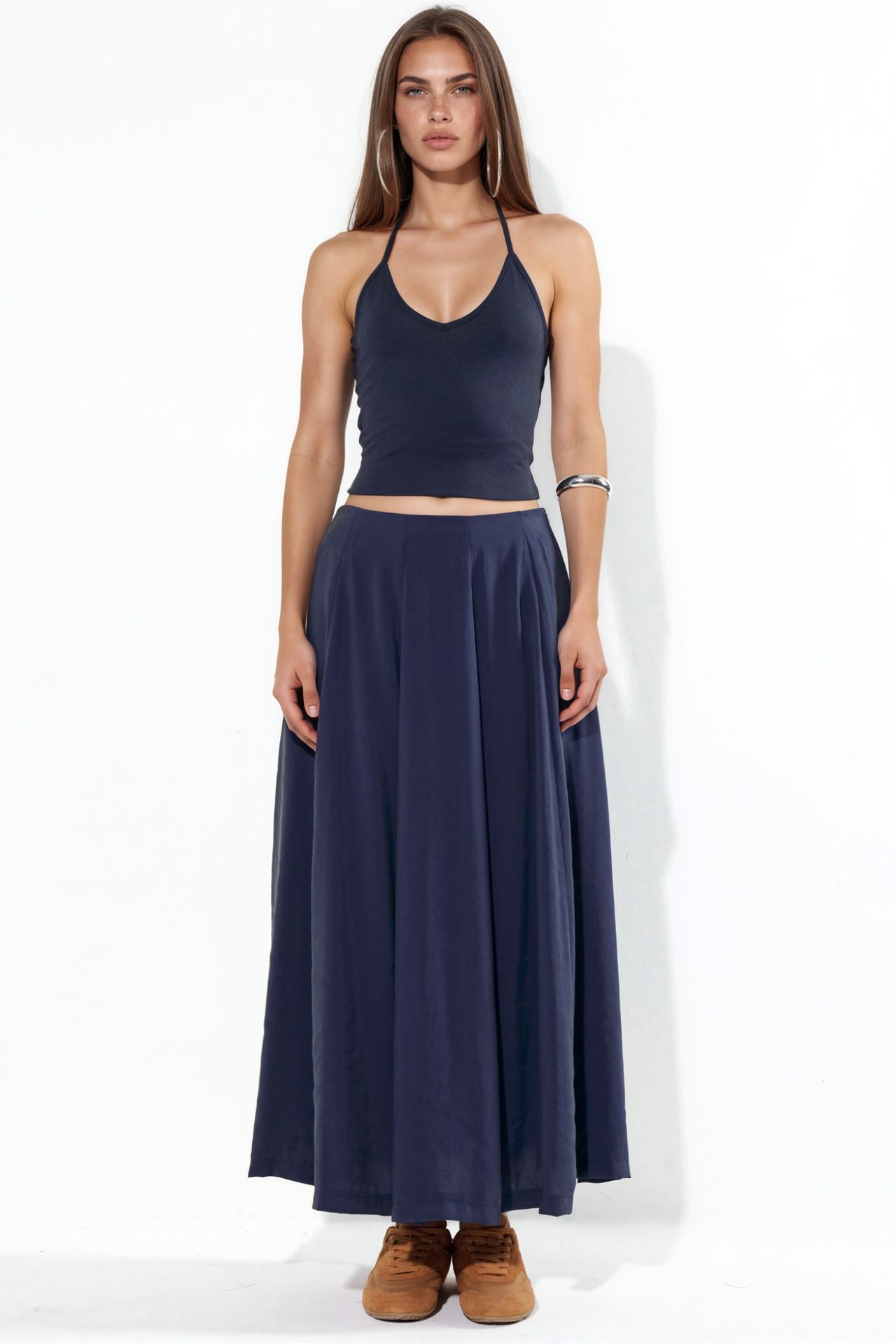 BUSEM High-Waist Maxi A-Line Skirt 5