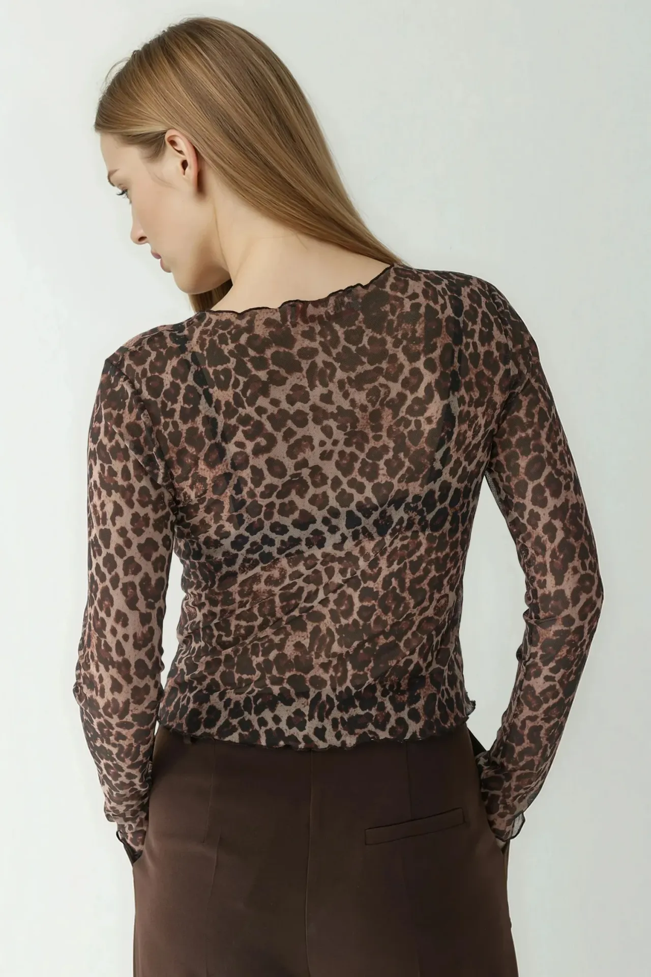 Patterned Crew Neck Top