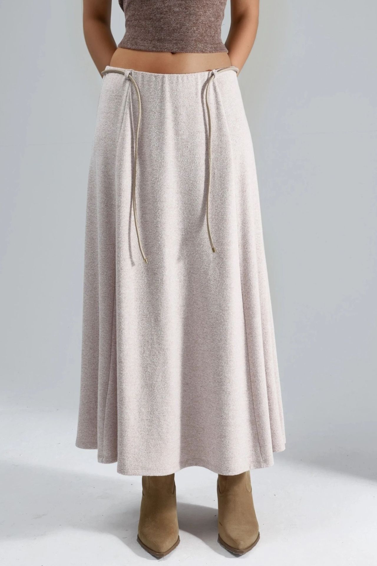 BUSEM Textured Maxi Skirt with Tie Detail 7