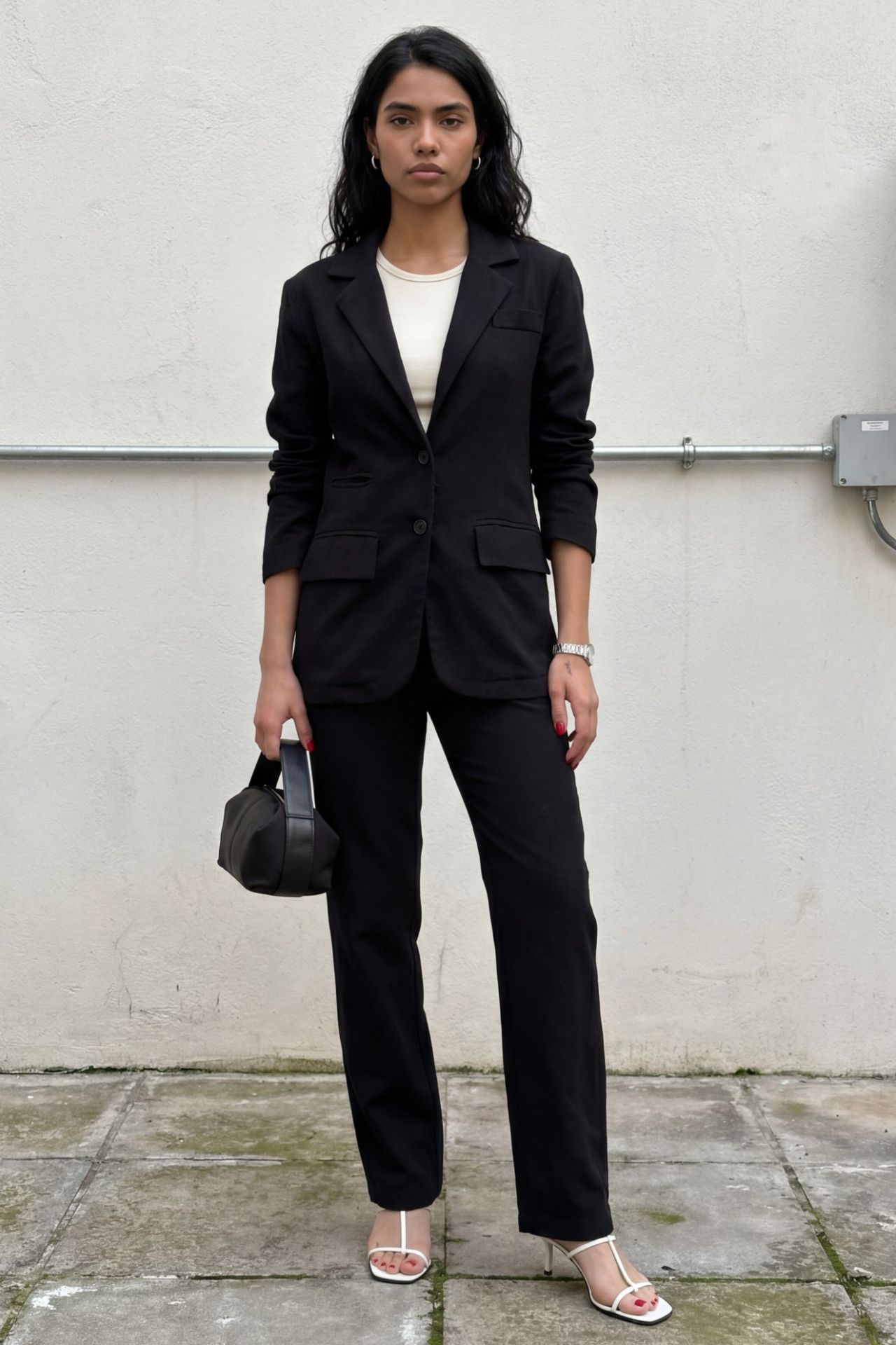 MY FASHION Buttoned Jacket Collar Two-Piece Set 1