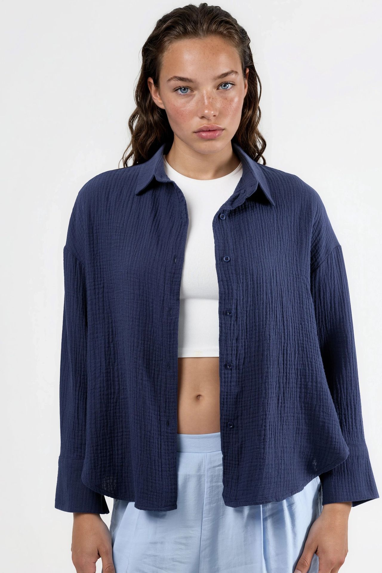 BUSEM Textured Woven Cotton Button-Up Shirt 2