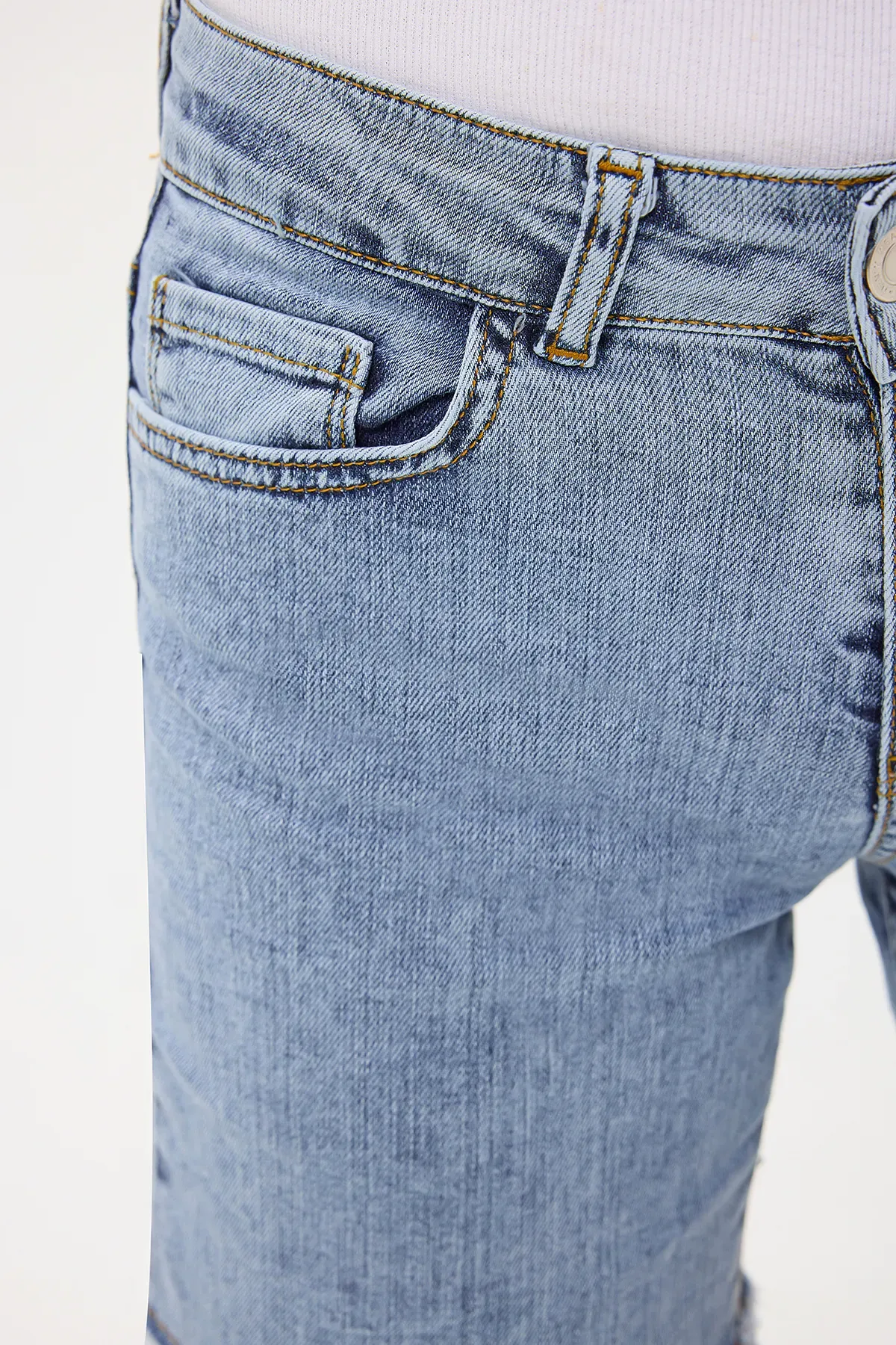 Denim Mid Rise Shorts 5