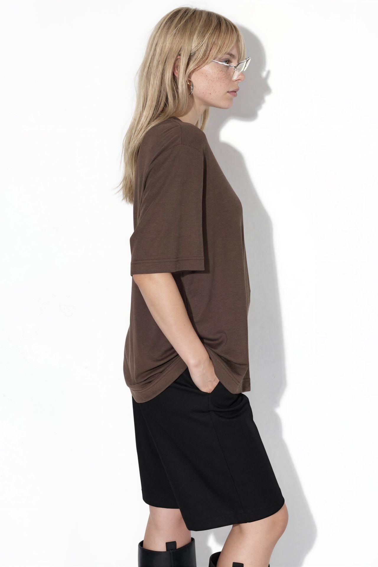 BUSEM Oversized Crew Neck Ribbed T-Shirt 2