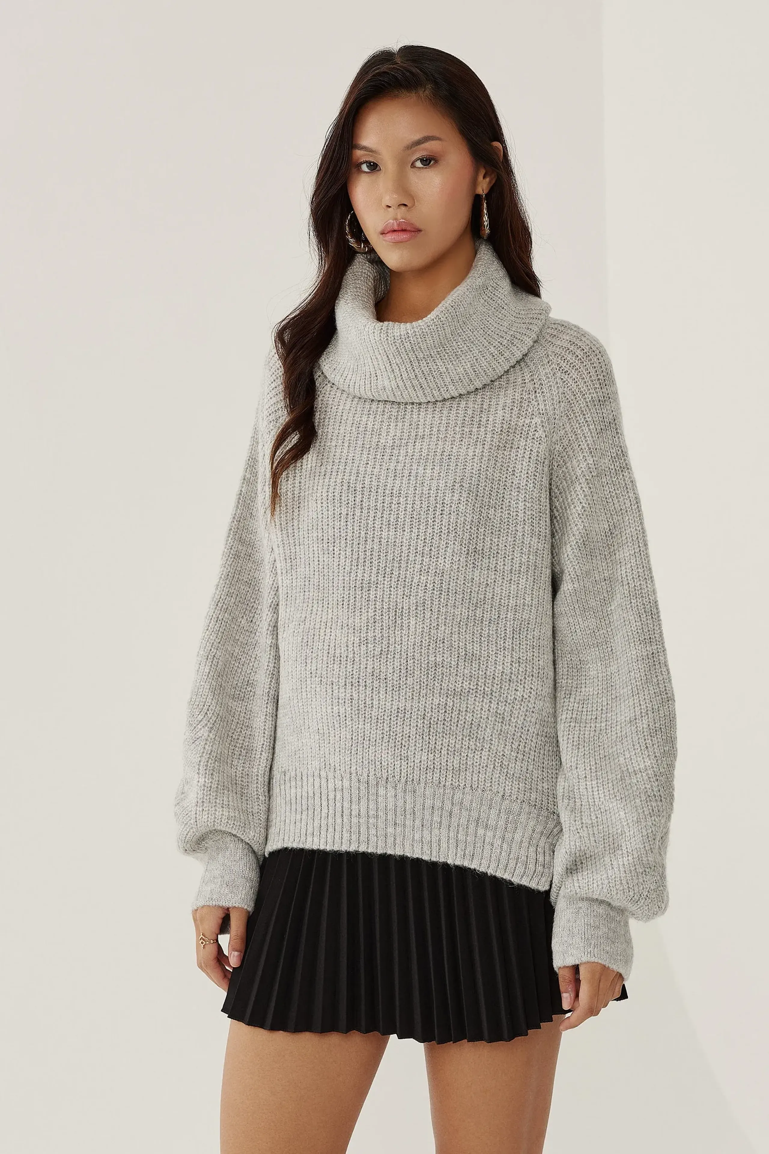 Light Grey Gray Turtleneck Women's HiCCUP Light Grey