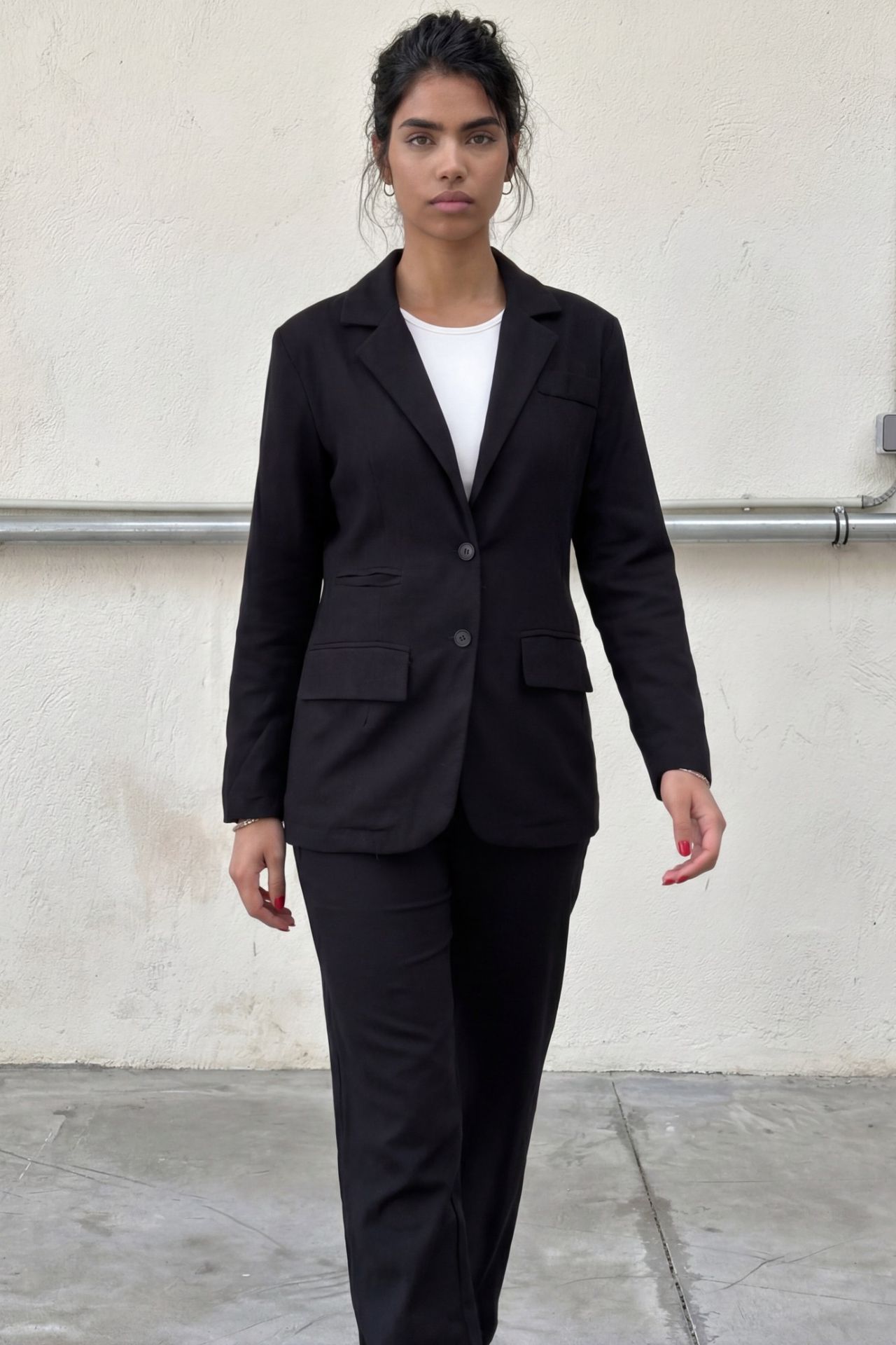 MY FASHION Buttoned Jacket Collar Two-Piece Set 6