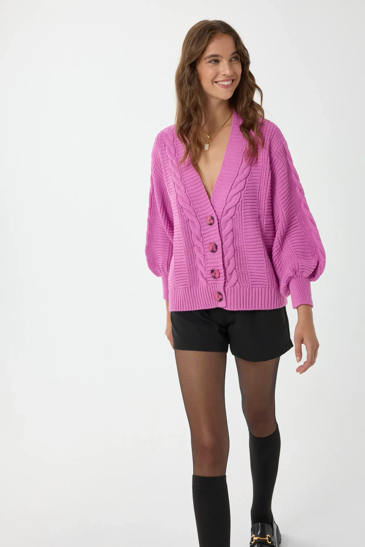 V-Neck Buttoned Cardigan