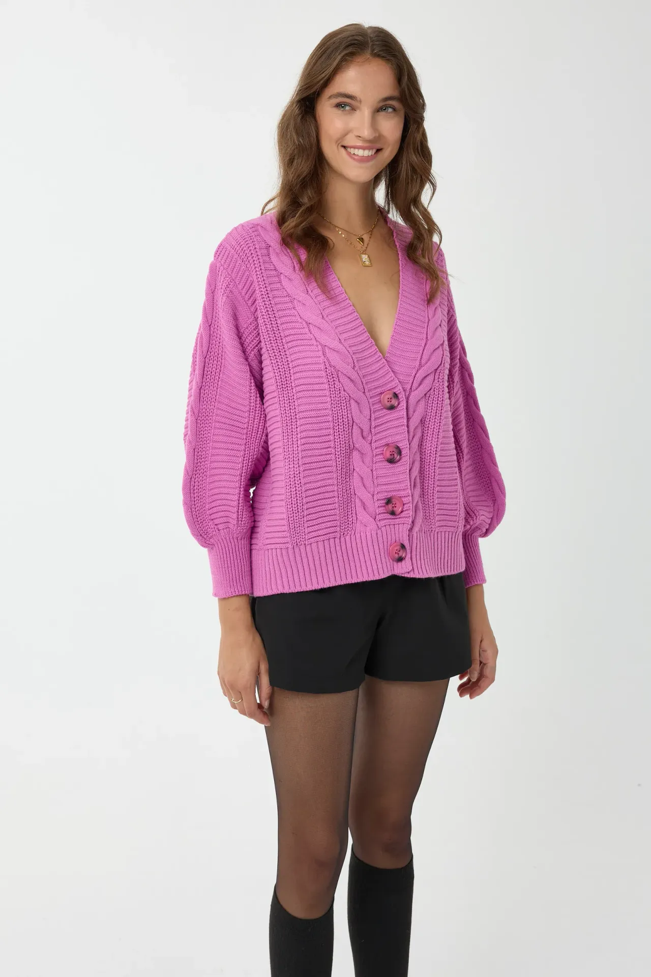 V-Neck Buttoned Cardigan