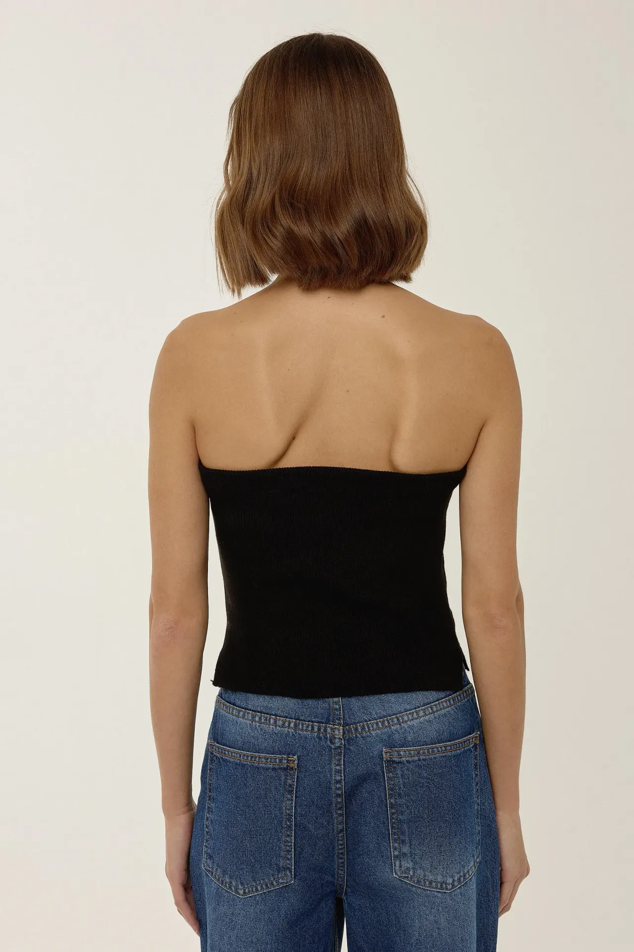 Slim Fit Strapless Knitted Top