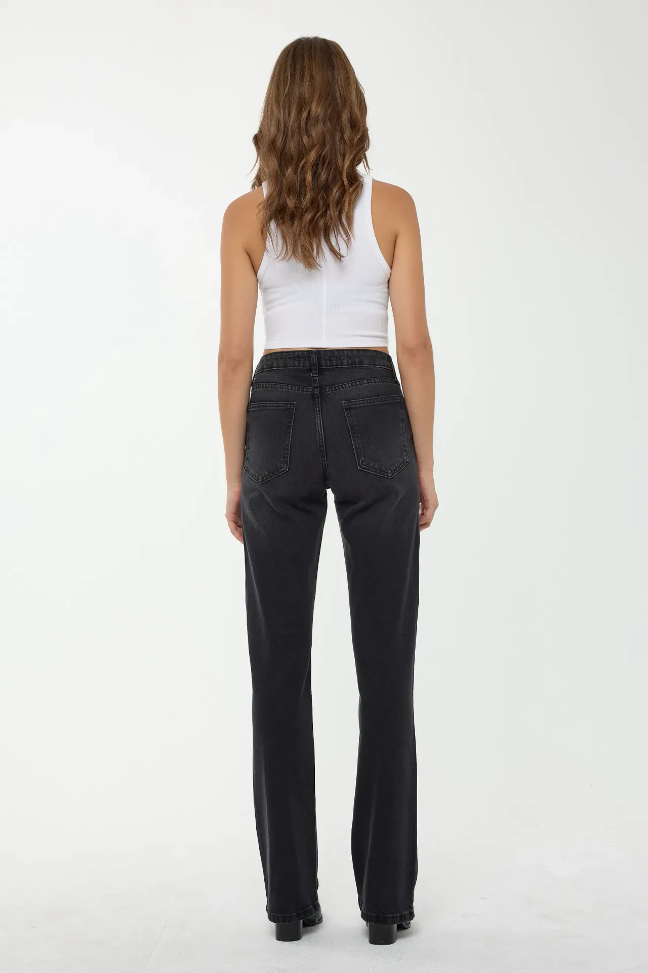 Mid Waist Straight Leg Jeans