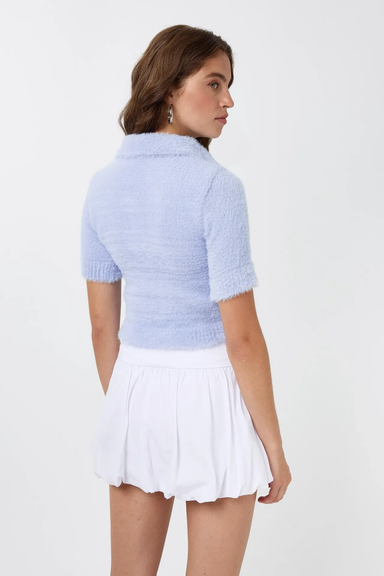 Polo Collar Knitted Crop Top