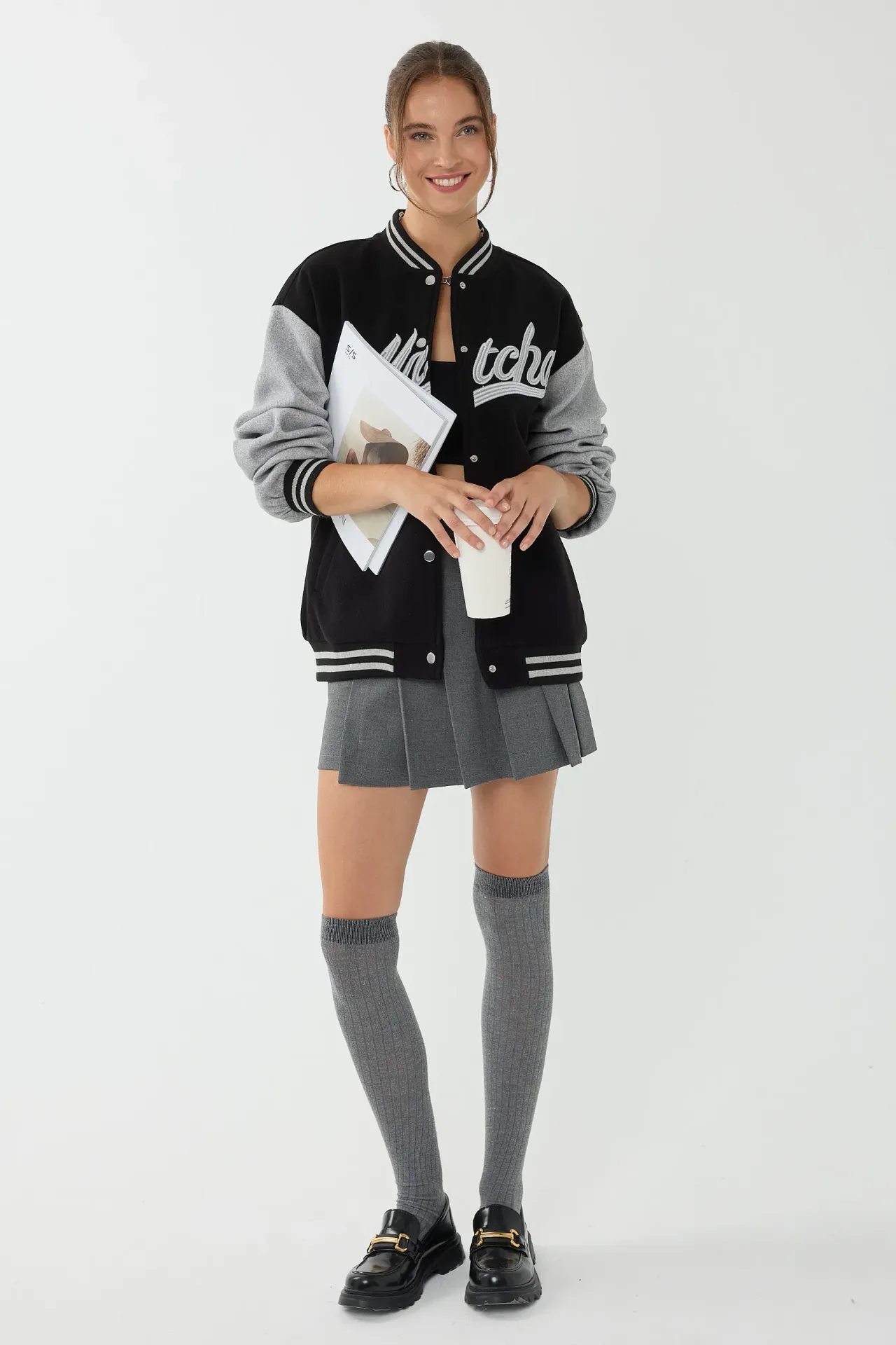 Oversized Slogan College Jacket