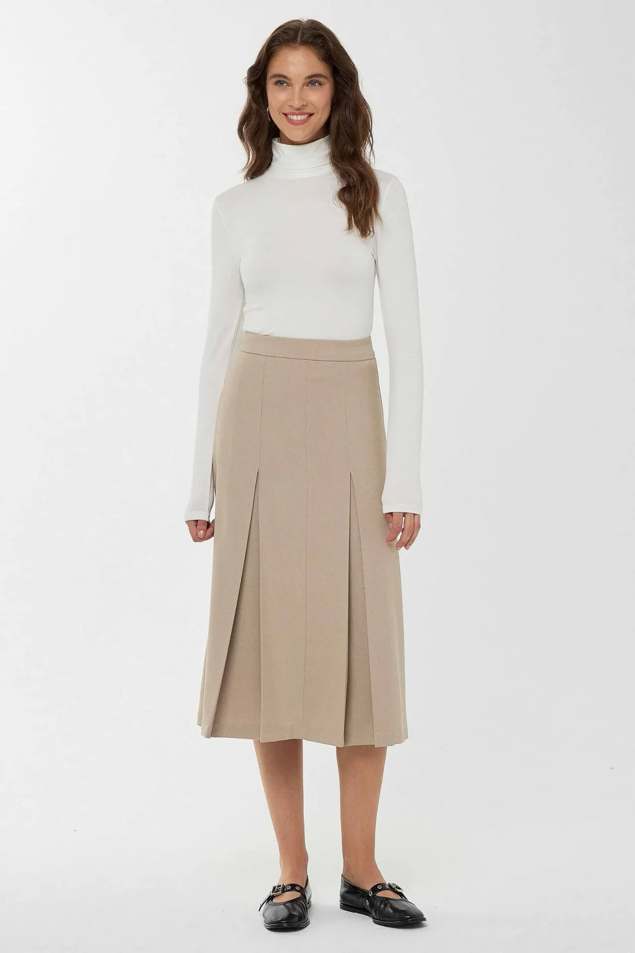 High Waist A-Form Midi Skirt