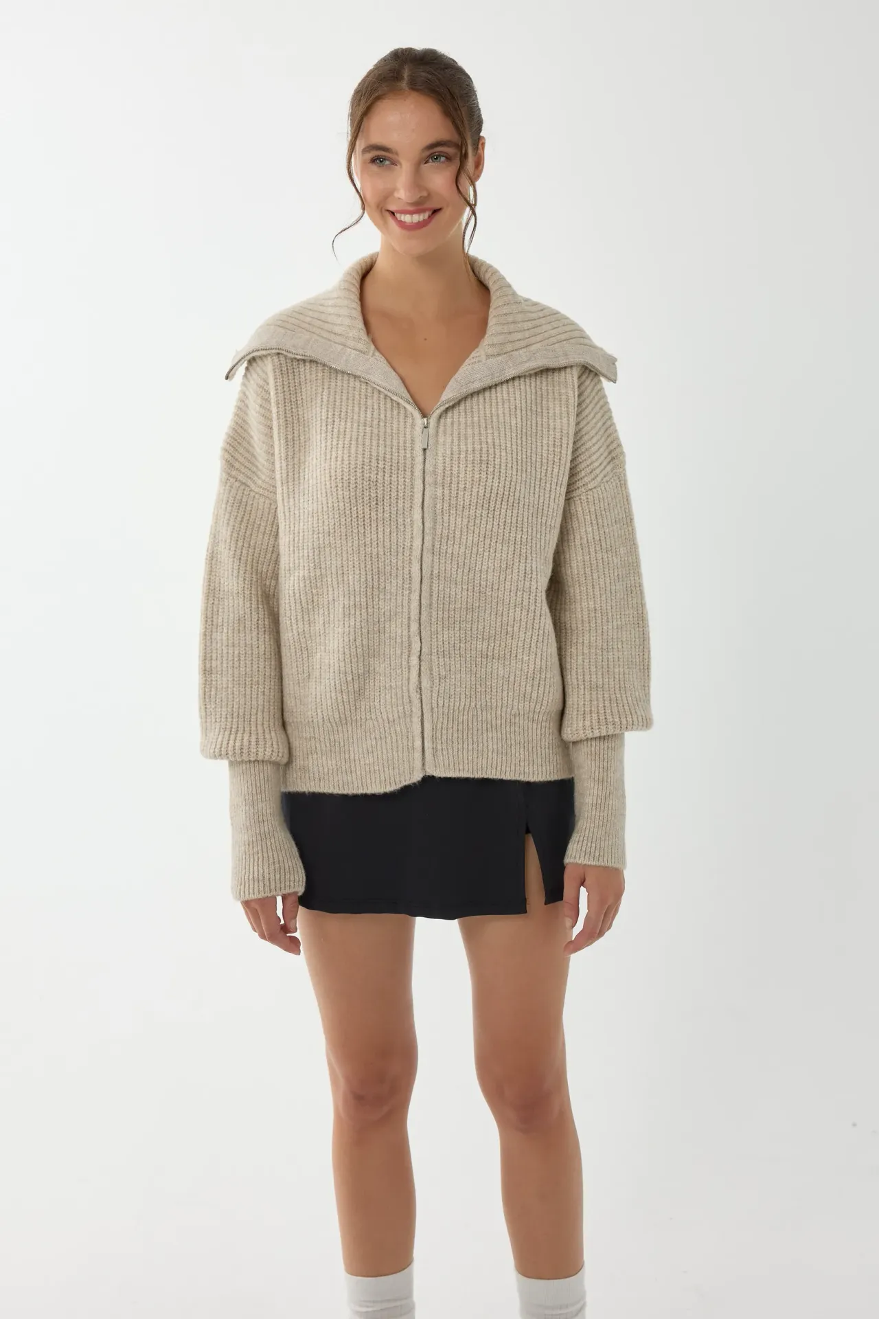 Regular Fit Zippered Cardigan