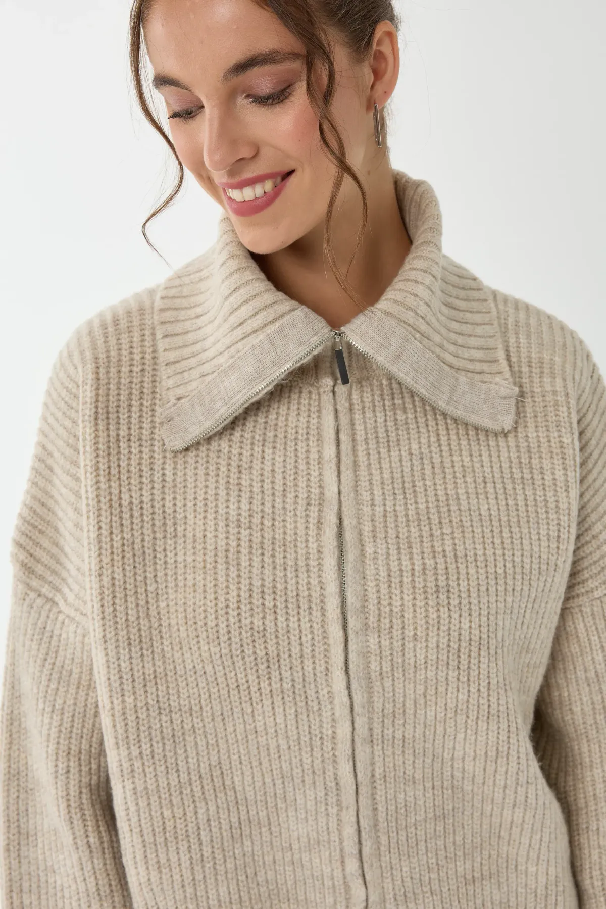 Regular Fit Zippered Cardigan 6
