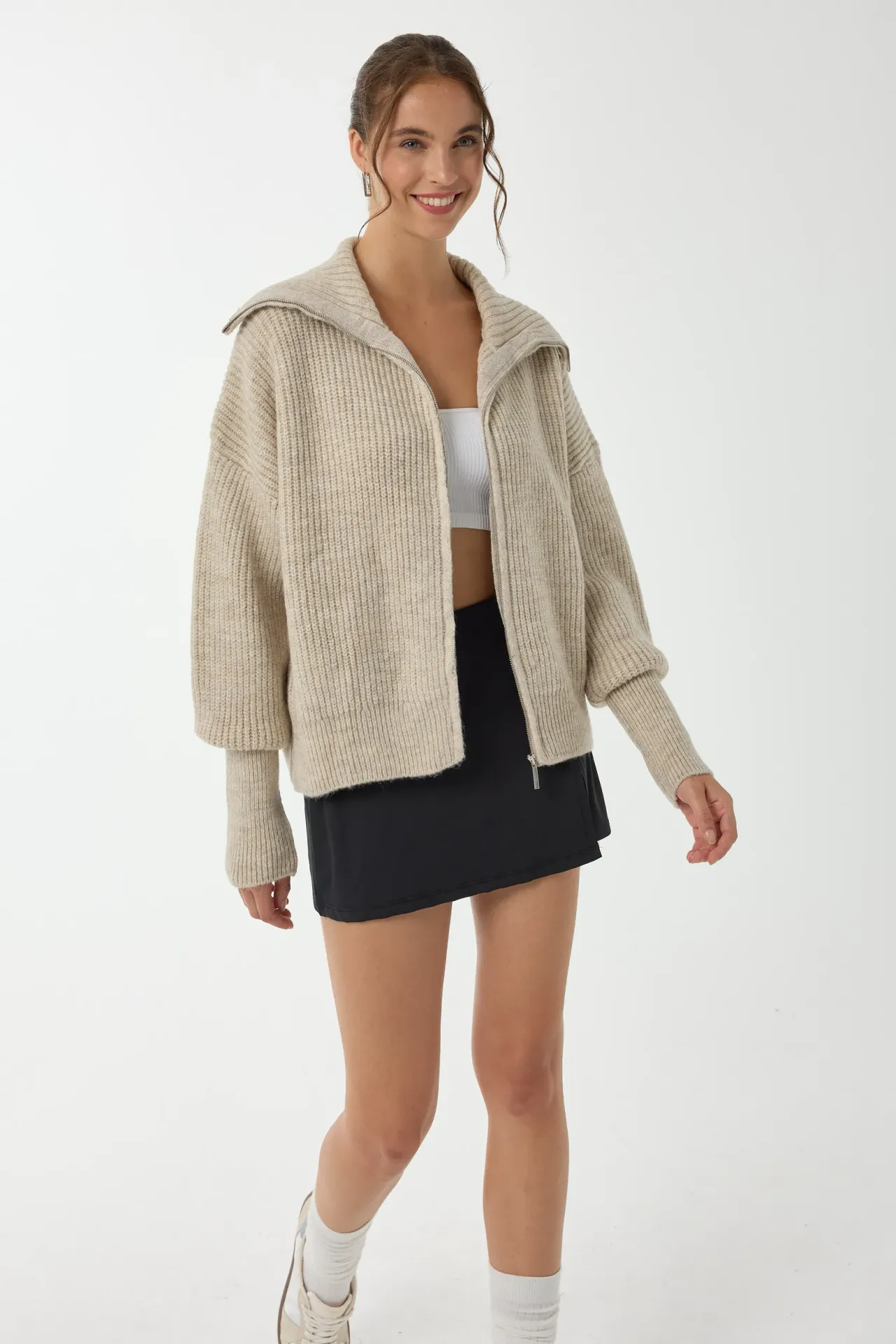 Regular Fit Zippered Cardigan