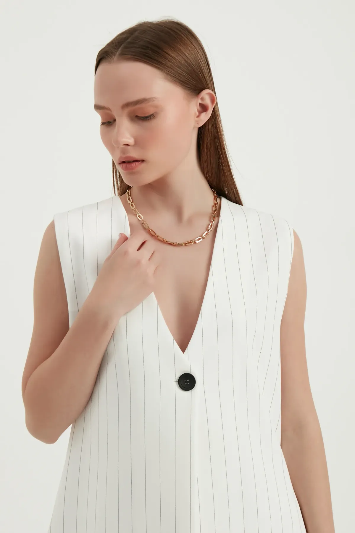 Striped V Neck Waistcoat 6