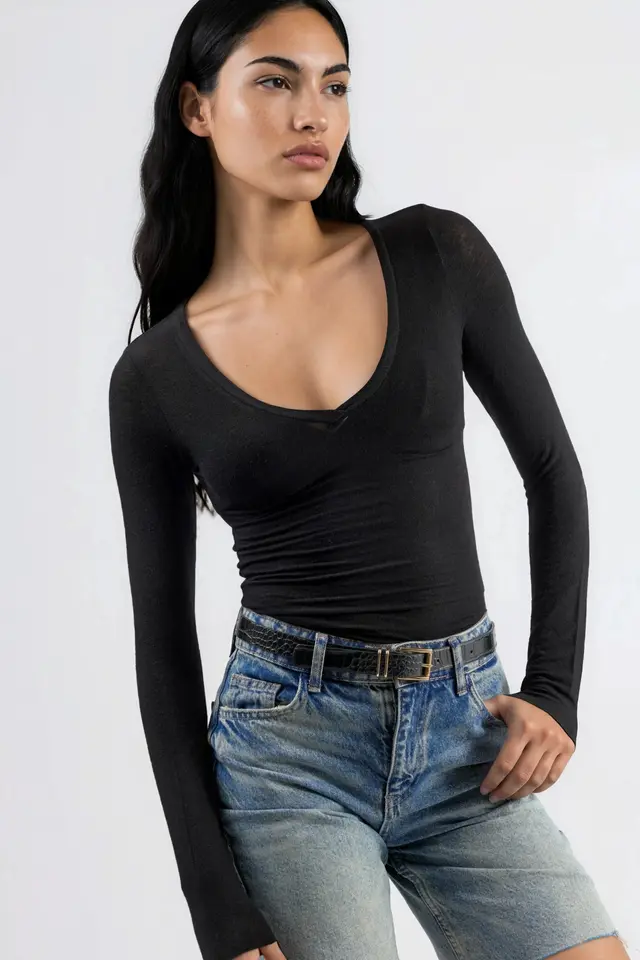 BUSEM V-neck Long Sleeve Blouse