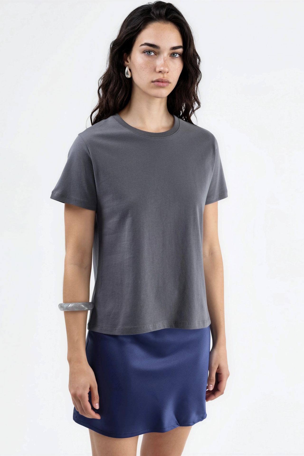 BUSEM Plain Crew Neck Cotton T-Shirt 2
