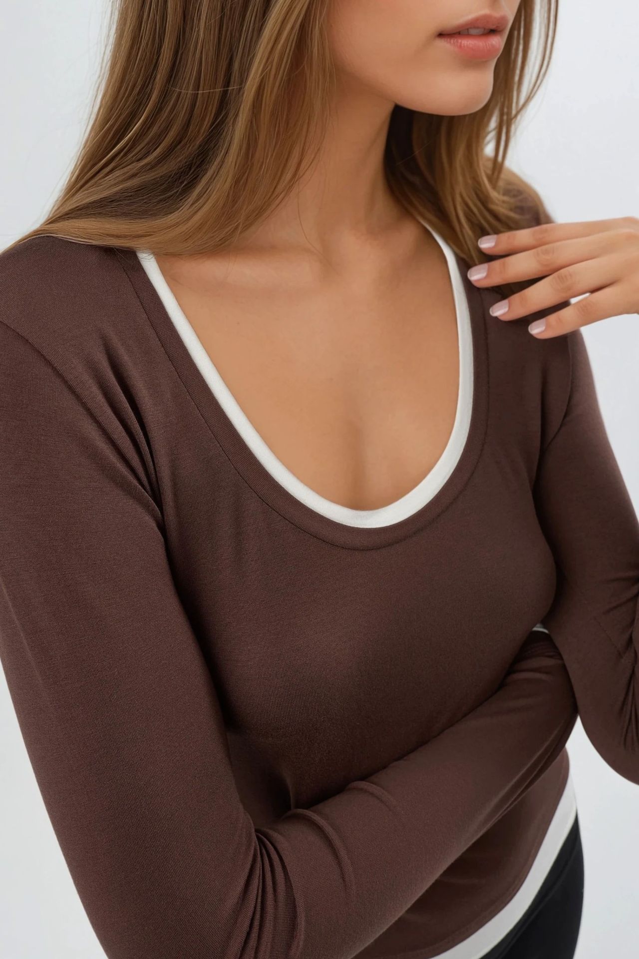 BUSEM Contrast Binding Long Sleeve Blouse 5