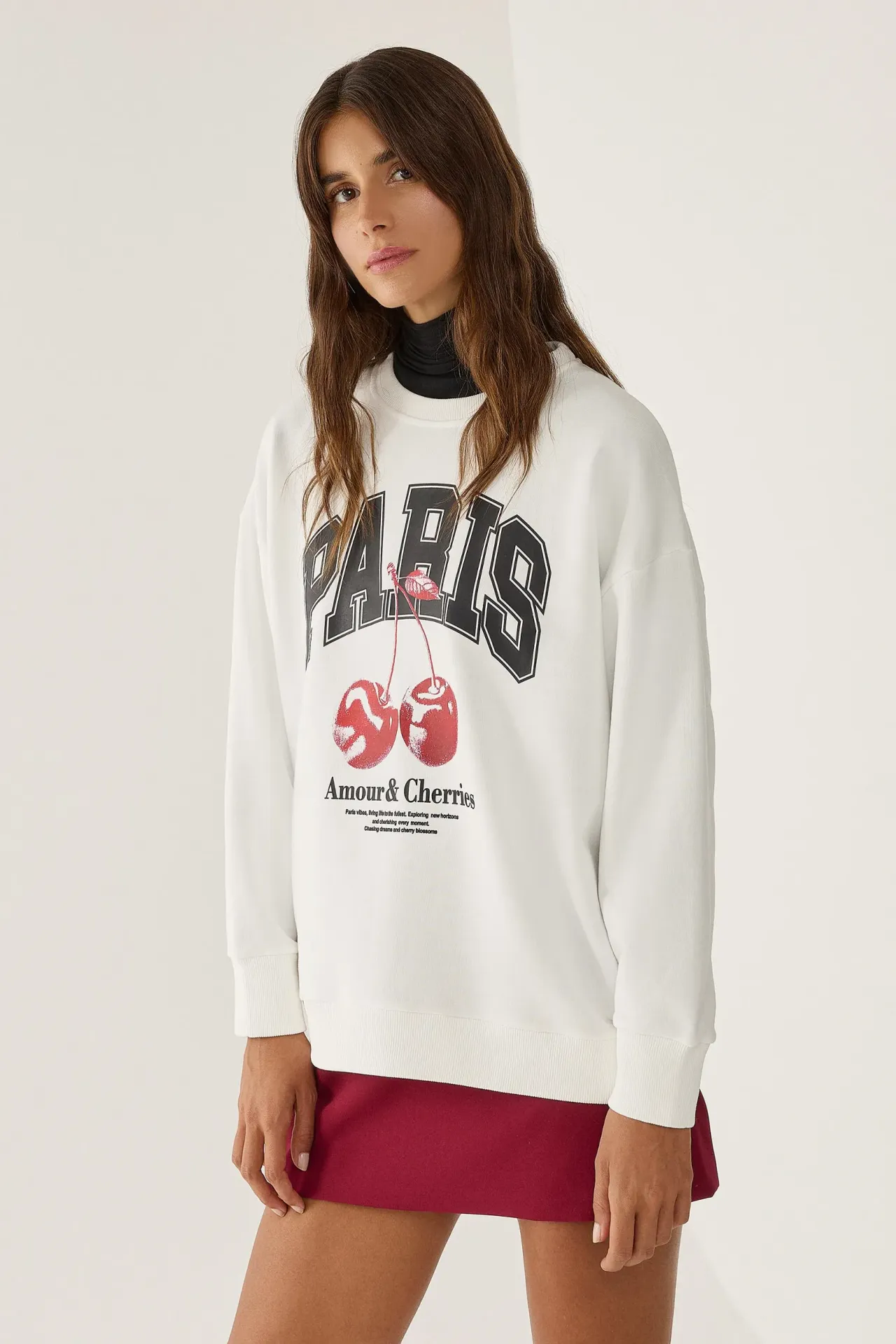 Printed Relaxed Fit Crew Neck Sweatshirt