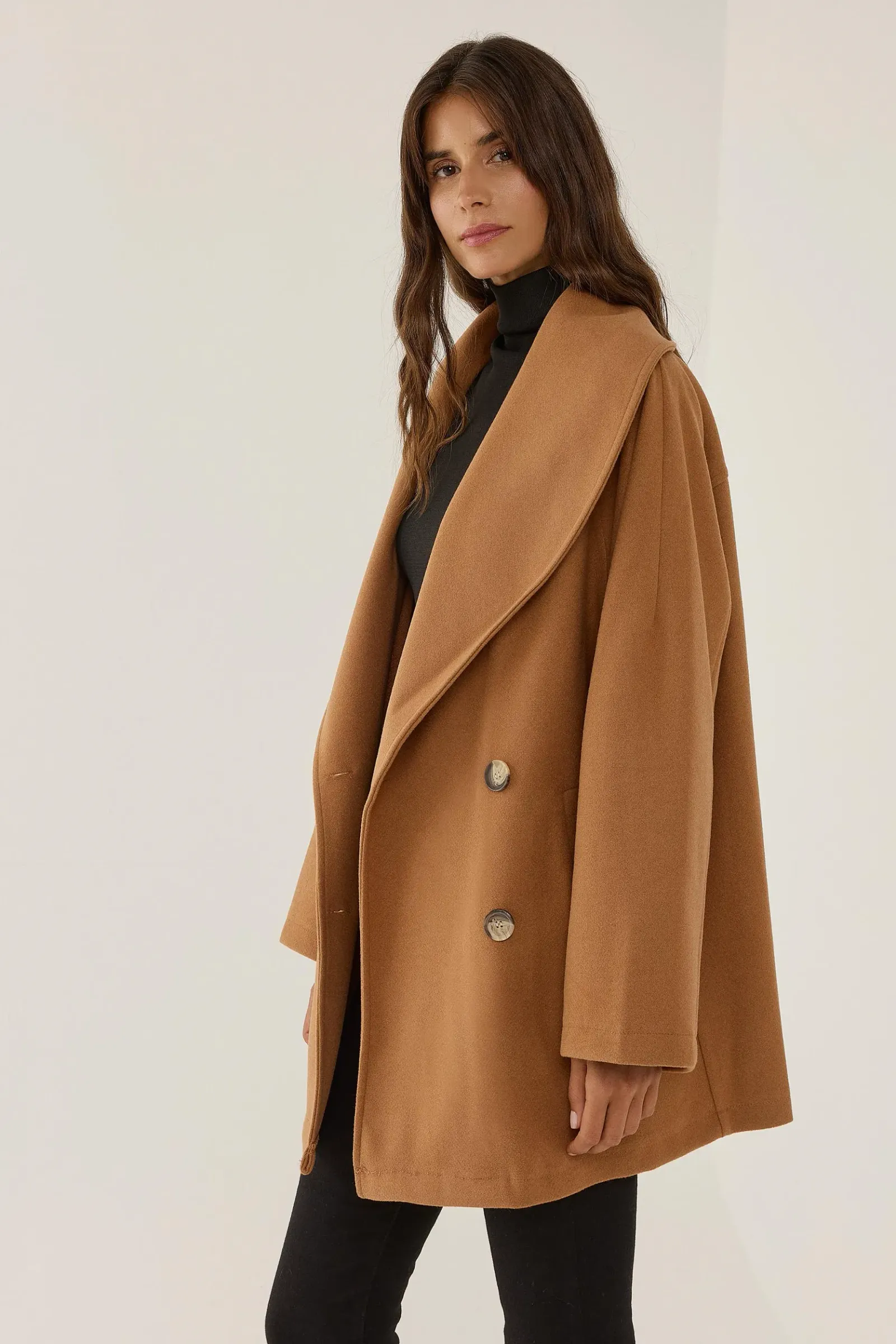 Oversized Turndown Collar Button Coat 2