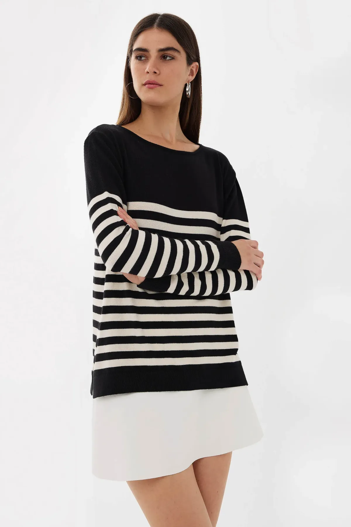 Striped Basic Knit Sweater 1