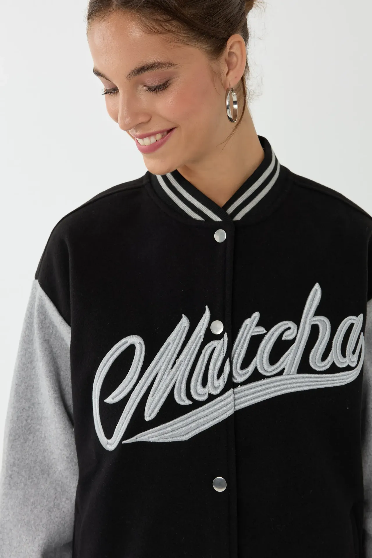 Oversized Slogan College Jacket