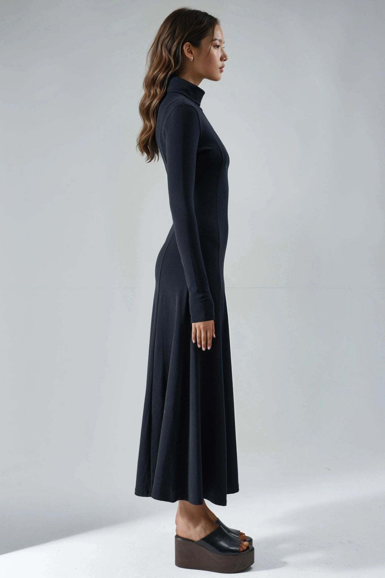 BUSEM Long Sleeve A-Line Midi Dress 5