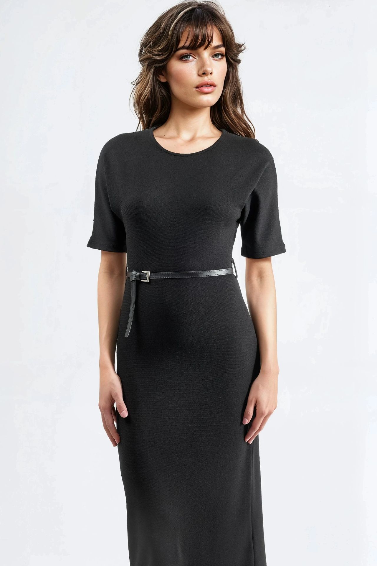 BUSEM Belted Short Sleeve Midi Dress 1