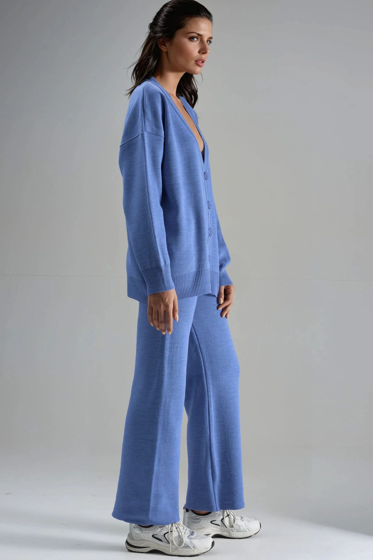 MY FASHION V-Neck Cardigan and Wide Leg Pants Knitwear Set 3