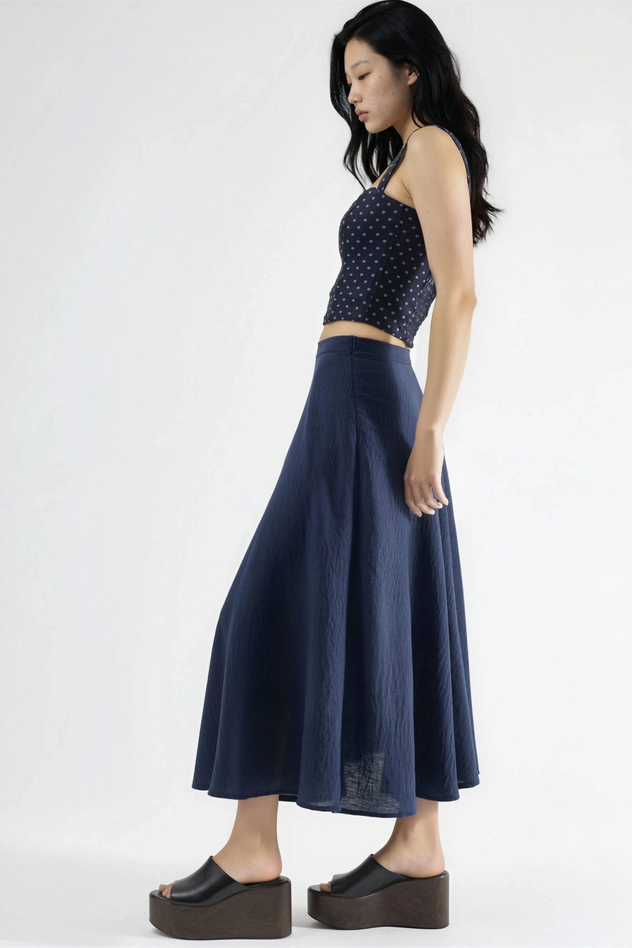 BUSEM High Waist Textured A-Line Maxi Skirt 4