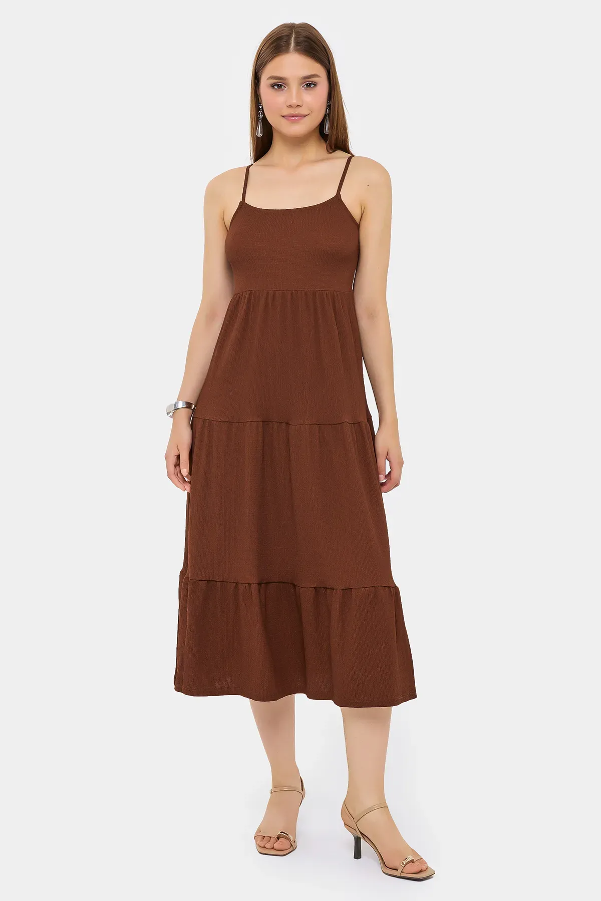 Spaghetti Strap Tiered Midi Dress 2