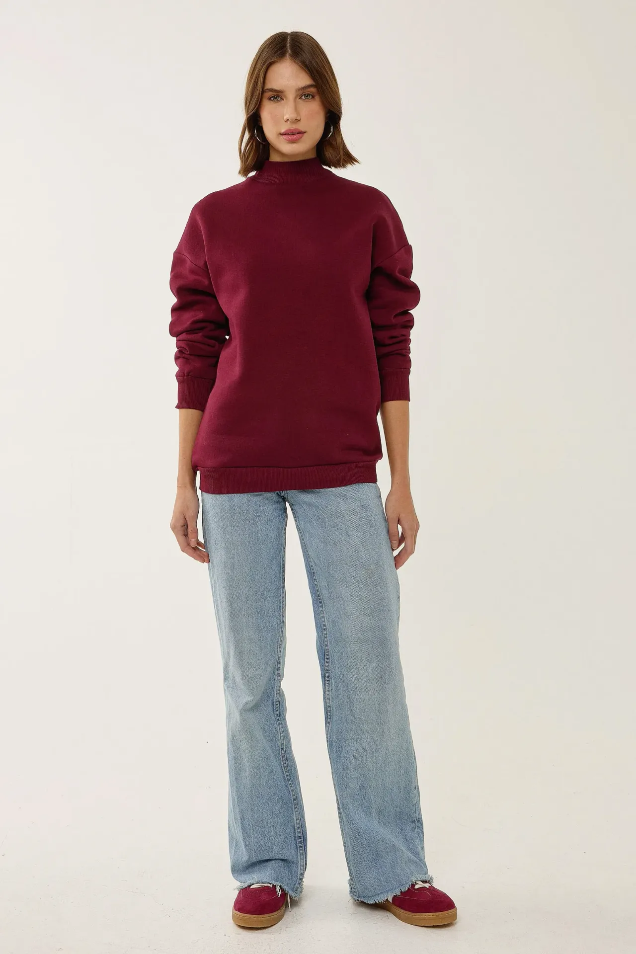 Oversized High-Neck Sweatshirt