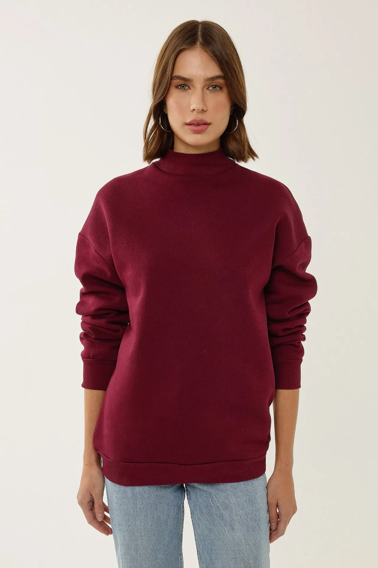 Oversized High-Neck Sweatshirt