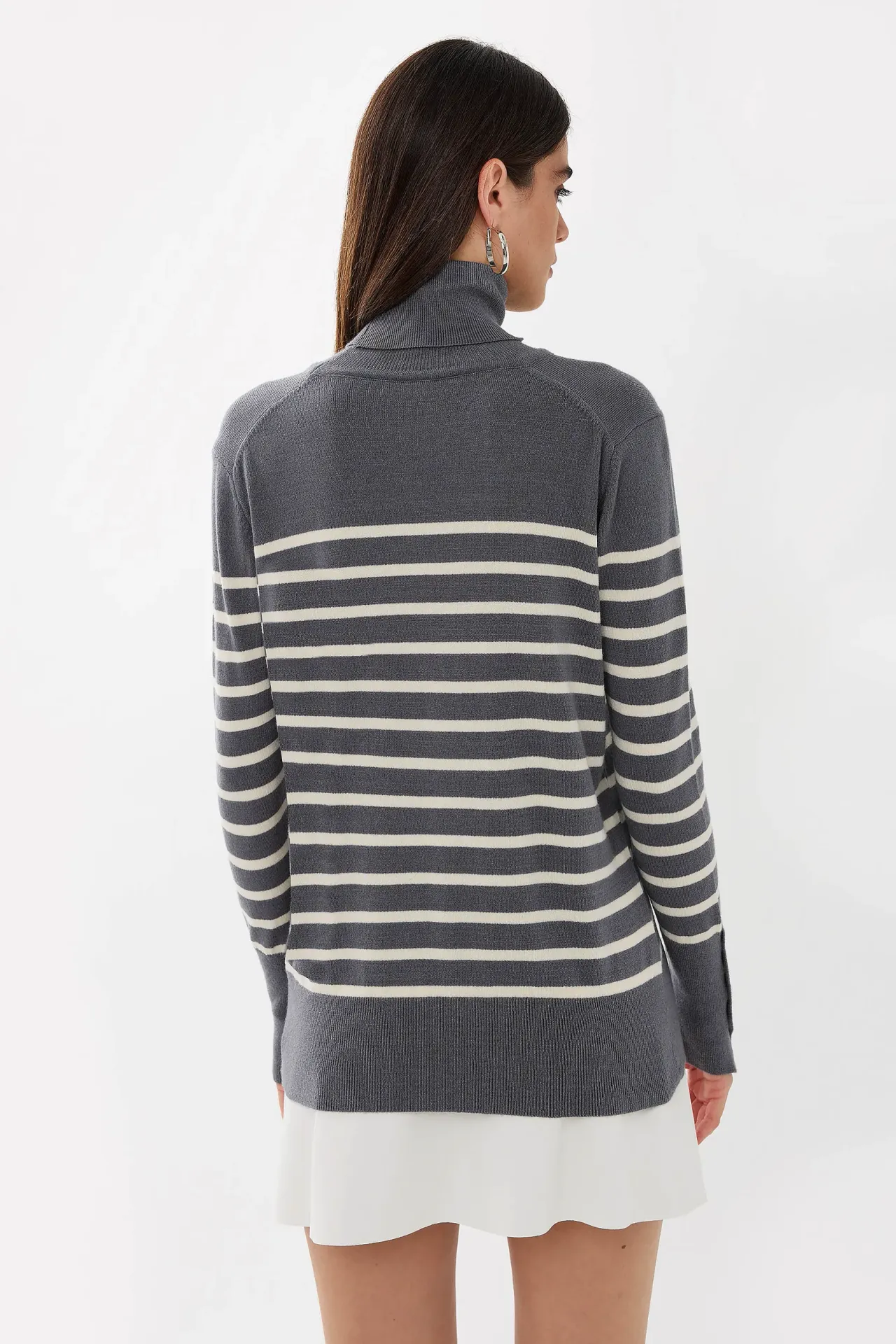 Striped Button Detailed Knitwear Sweater