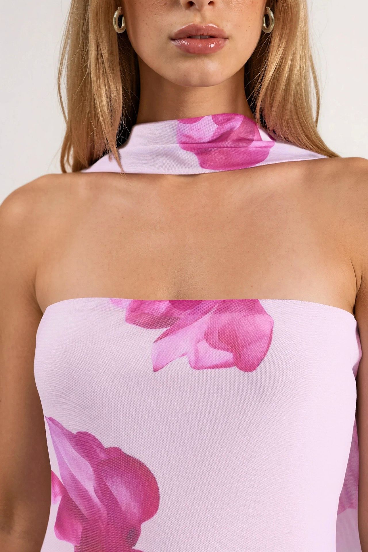 Strapless Maxi Dress with Floral Print 7