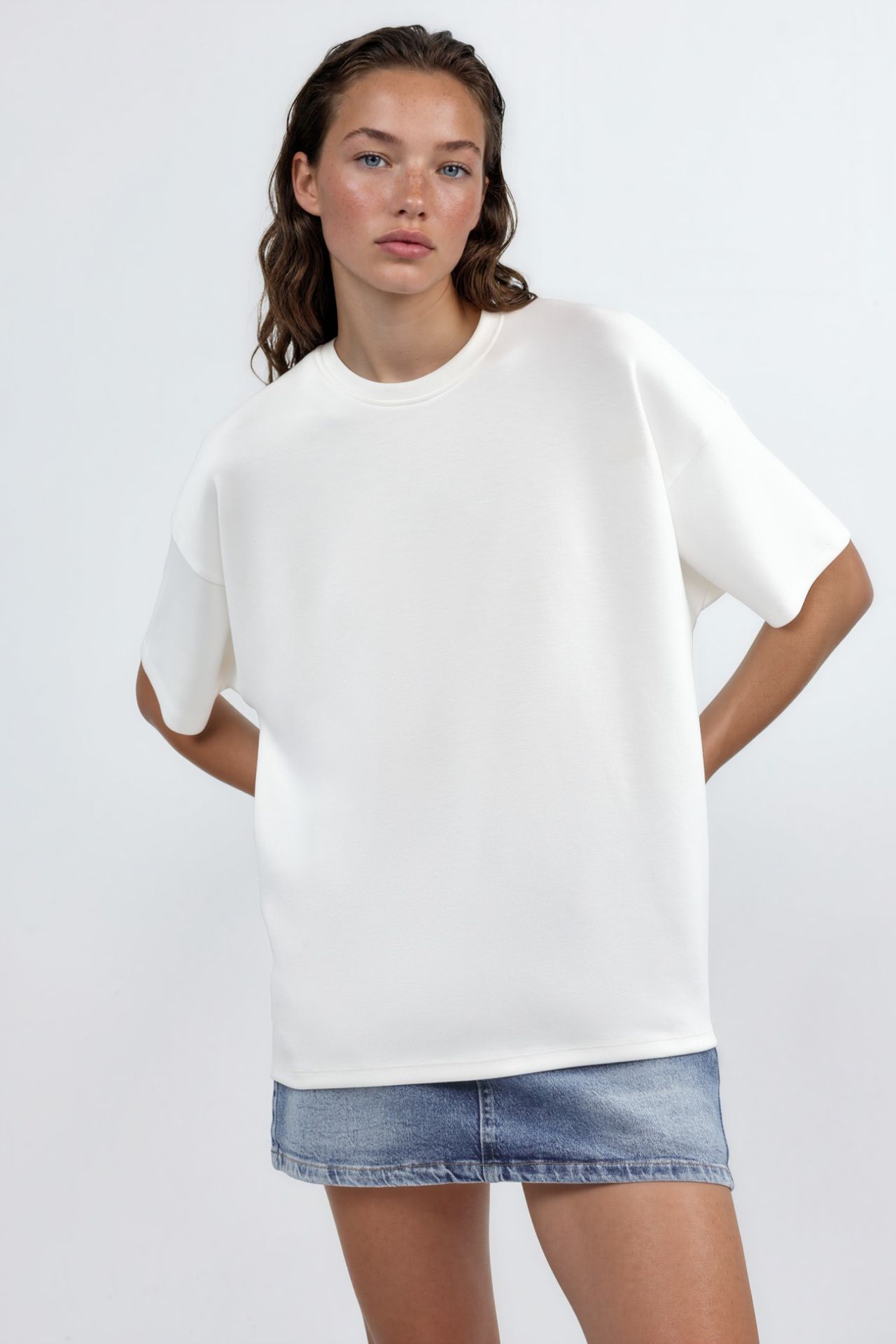 Oversized Crew Neck Modal Touch Knitted T-Shirt 4