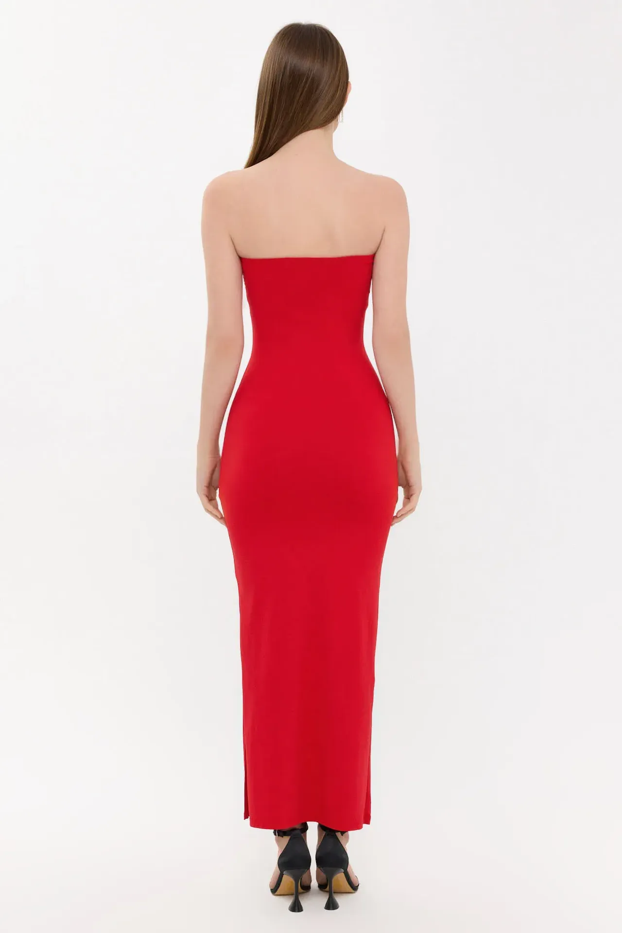 Strapless Bodycon Maxi Dress with Side Slit