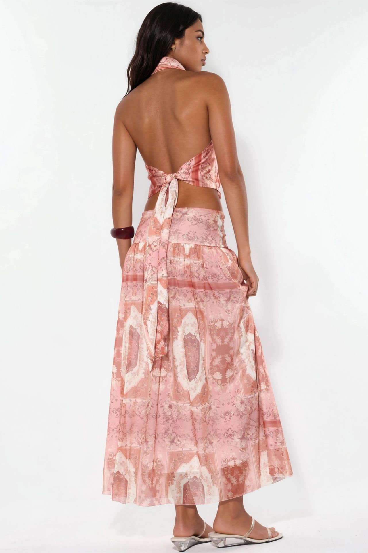Patterned High Waist Midi Skirt 6
