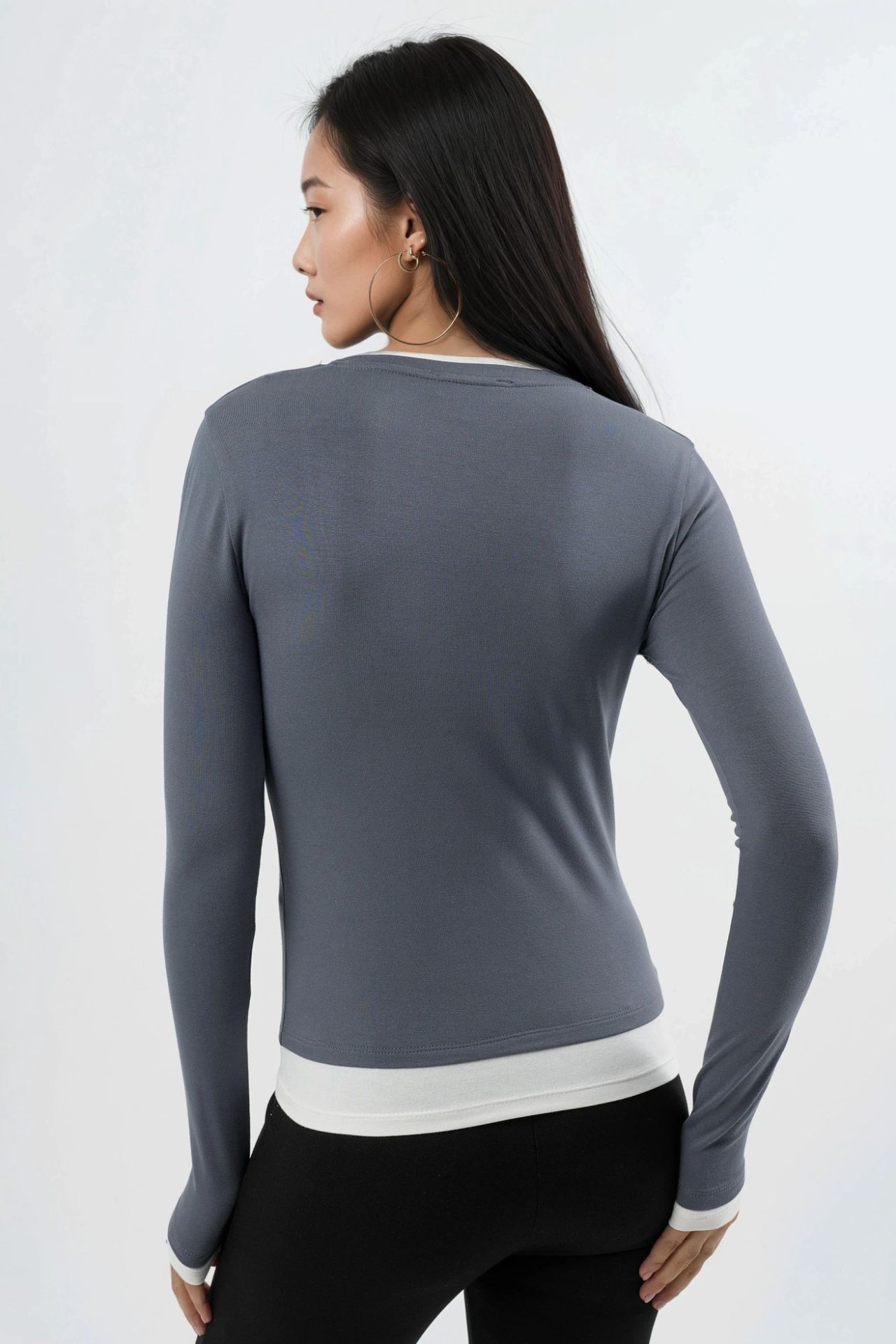 BUSEM Contrast Binding Long Sleeve Blouse 4