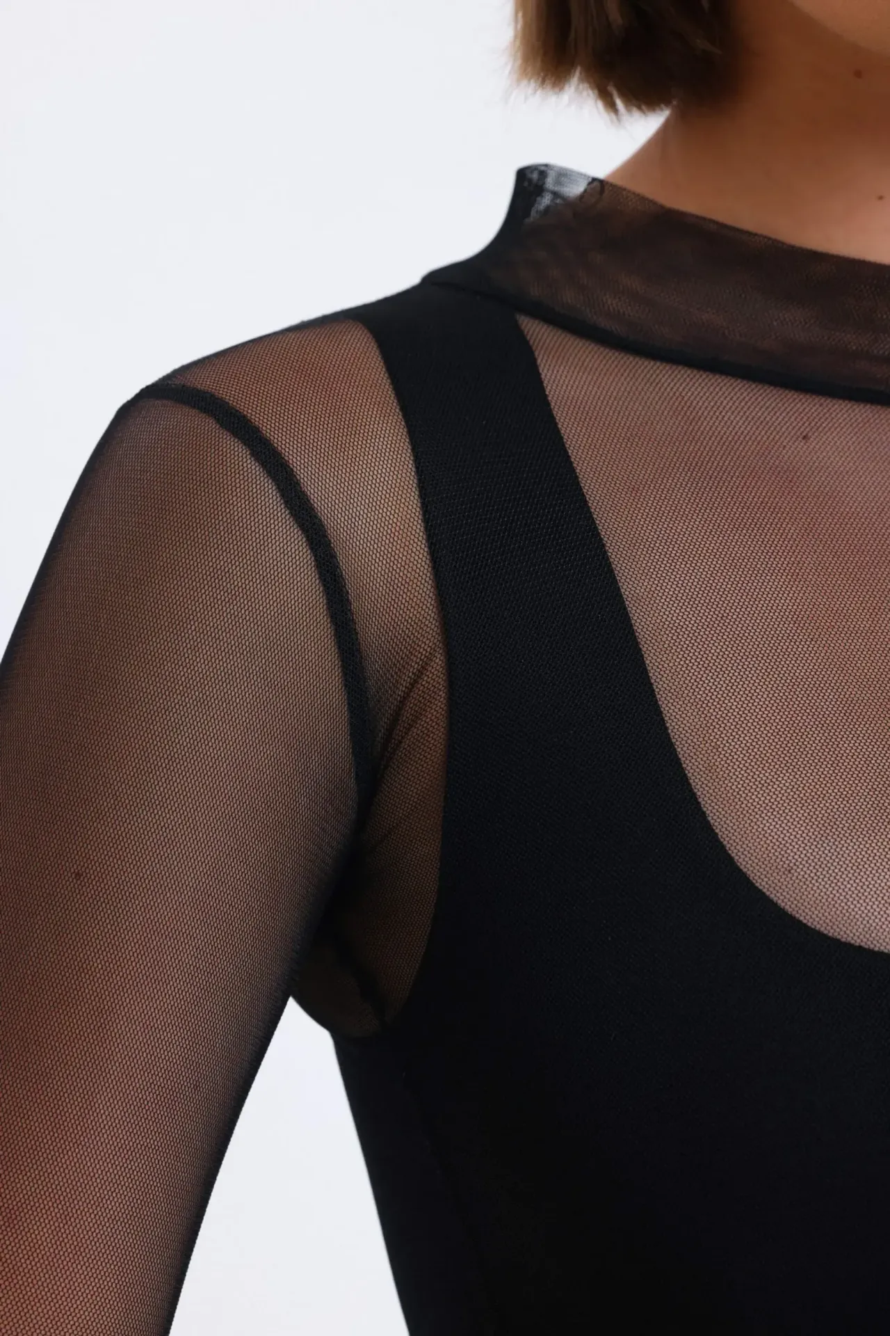 High Neck Mesh Blouse