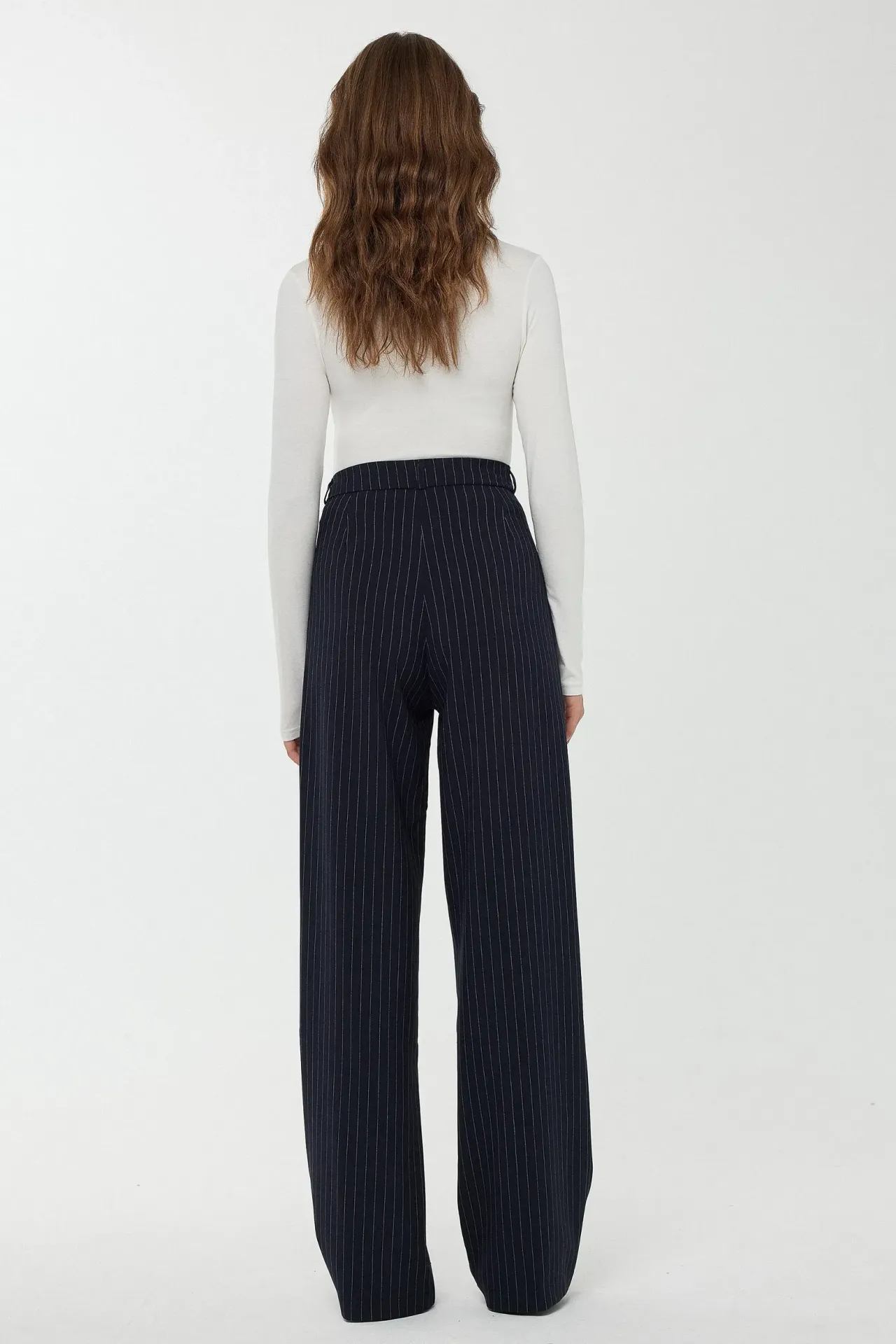 High Waist Striped Straight Leg Pants