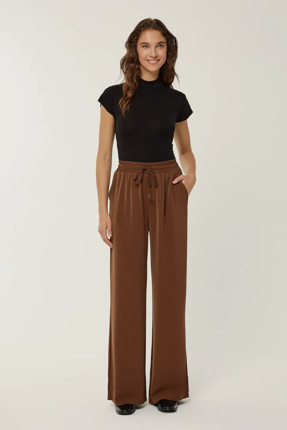 Elastic Waist Wide Leg Pants