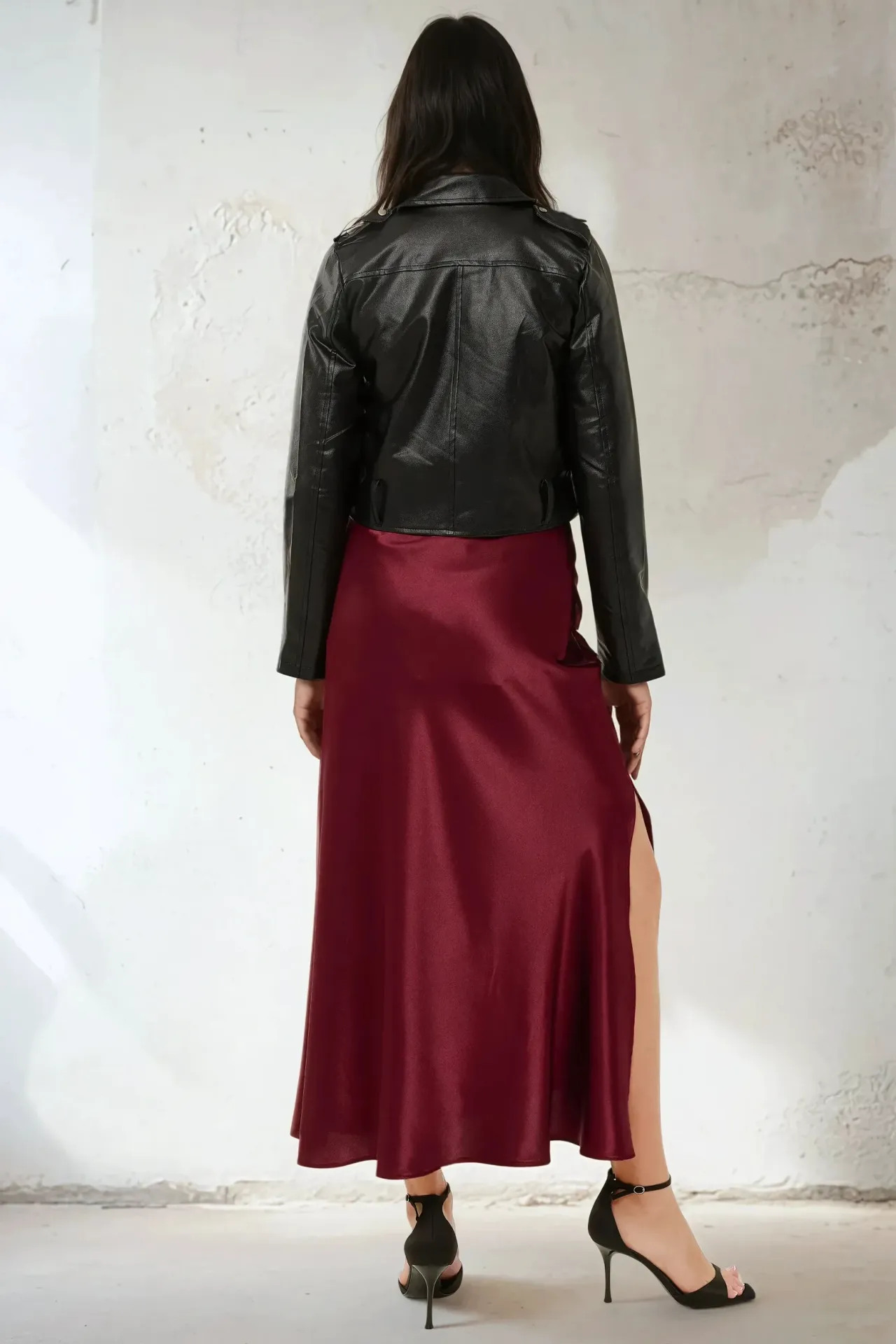 Maxi Satin Skirt with Side Slit